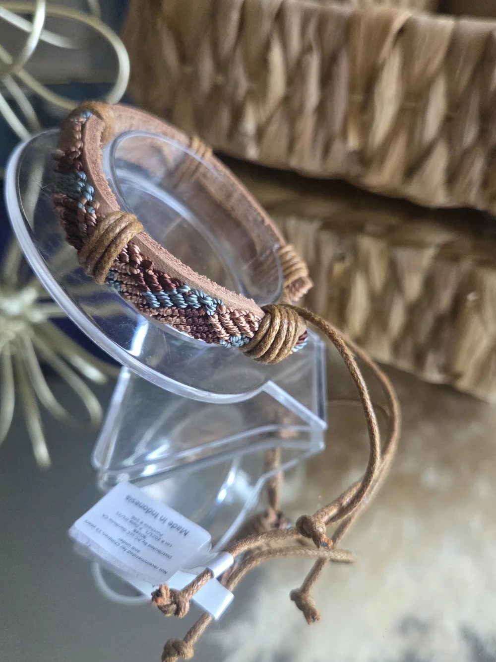 Earthy Boho Woven Adjustable Friendship Bracelet | Leather Cord Tribal Style